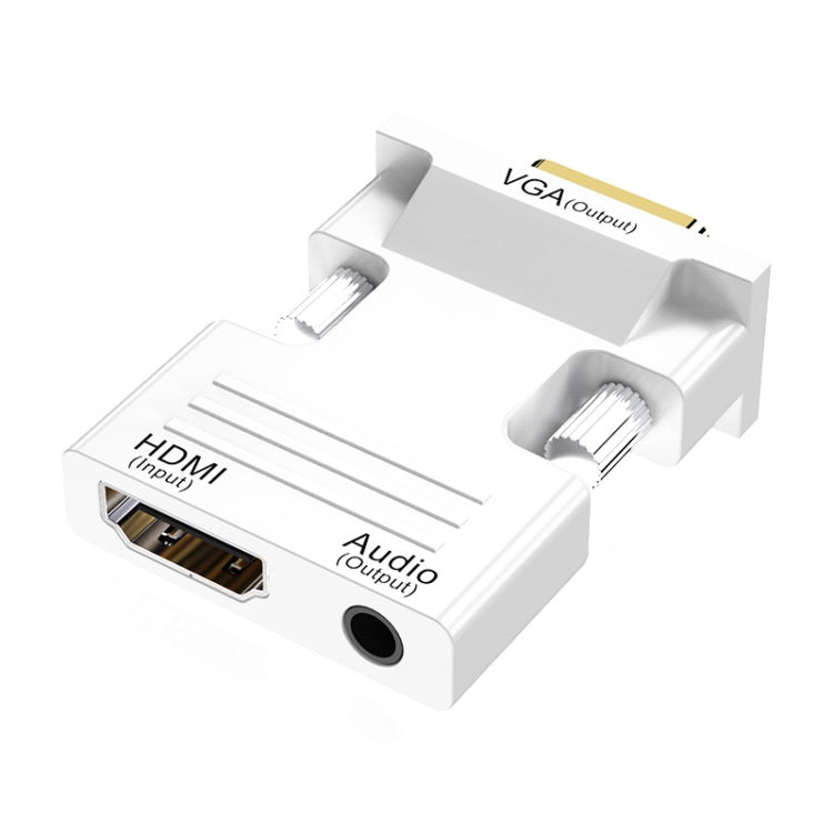 HDMI Female To VGA Male With Audio Adapter Computer Monitor TV Projector Converter, White, Gold, Black