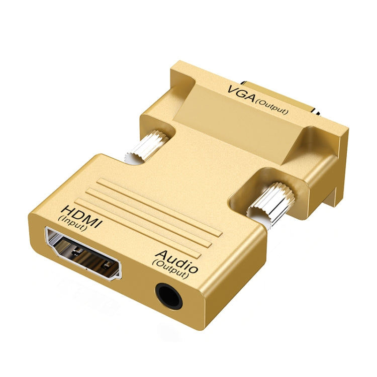 HDMI Female To VGA Male With Audio Adapter Computer Monitor TV Projector Converter, White, Gold, Black