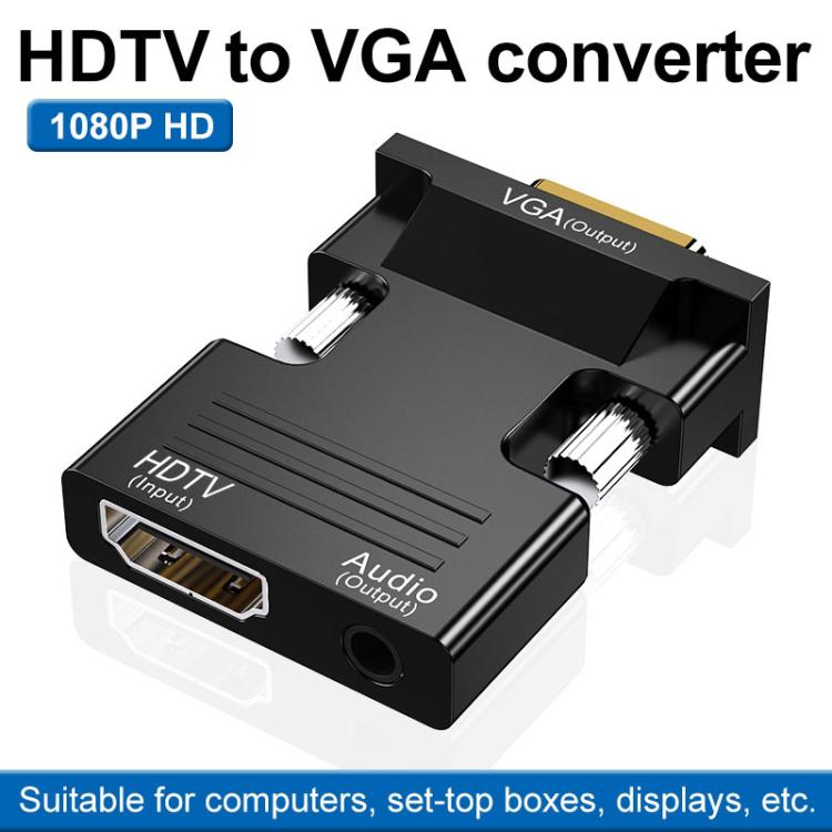 HDMI Female To VGA Male With Audio Adapter Computer Monitor TV Projector Converter, White, Gold, Black