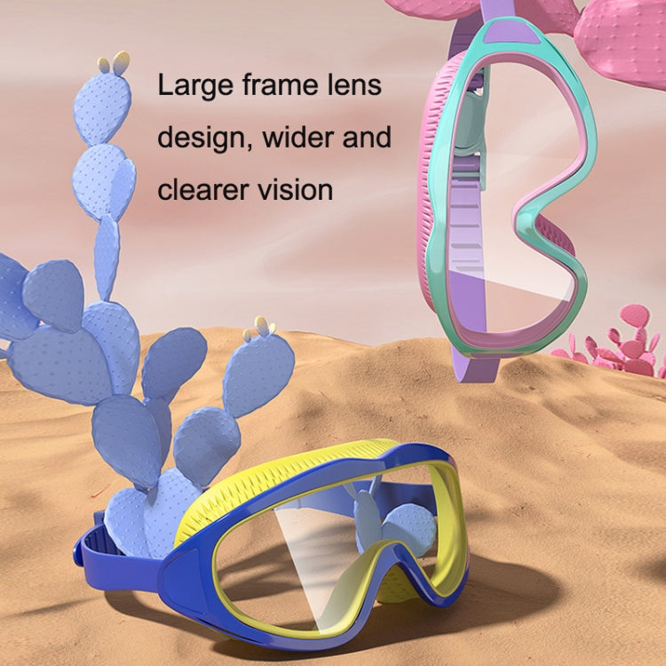 Anti-fog Children Swimming Goggles Comfortable Large Frame Diving Glasses, Macaron, Flush Tide Blue, Pumpkin Orange, Milk White, Ice Lake Blue, Pink Blue