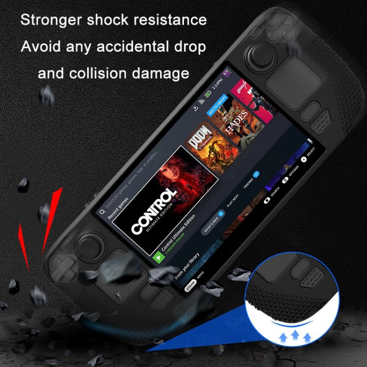 All-Inclusive Silicone Cover With Button Cap For Steam Deck, (Black), (Blue), (Red), (Pink)