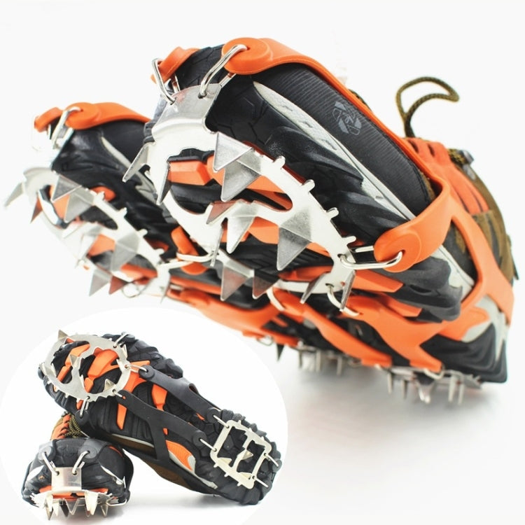 1 Pair  18 Large Spikes Crampons Outdoor Winter Walk Ice Fishing Snow Shoe Spikes,Size:, L Black, L Orange