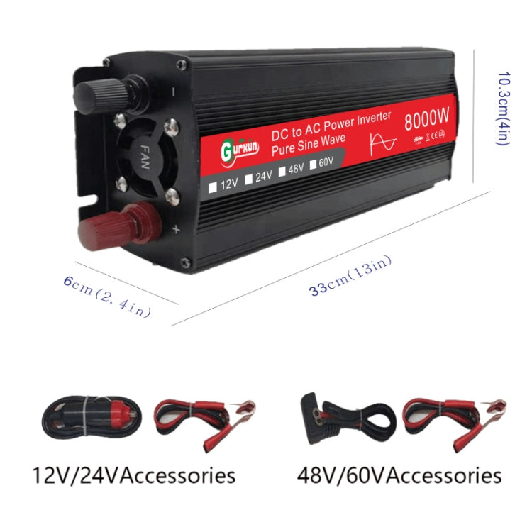 Gurxun 8000W High Power Household Car Sine Wave Inverter, 8000W 12V To 220V, 8000W 24V To 220V, 8000W 48V To 220V, 8000W 60V To 220V