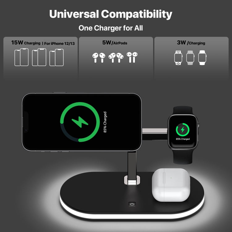 UD23 15W 3 In 1 Desktop Aluminum Alloy Wireless Charger, For Smartphone&iWatch&AirPods, UD23
