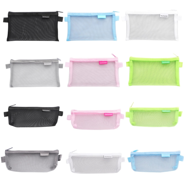 Hechooses D033 Transparent Mesh Exam Portable Pen Bag, Style:, Square (Black), Square (White), Square (Gray), Square (Pink), Square (Blue), Square (Green), Triangle (Black), Triangle (White), Triangle (Gray), Triangle (Pink), Triangle (Blue)...