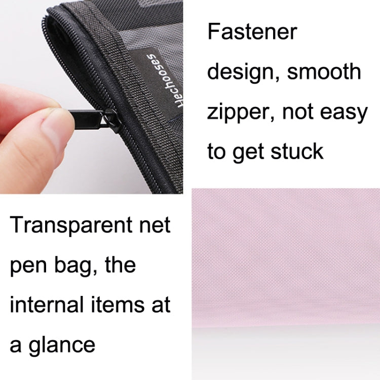 Hechooses D033 Transparent Mesh Exam Portable Pen Bag, Style:, Square (Black), Square (White), Square (Gray), Square (Pink), Square (Blue), Square (Green), Triangle (Black), Triangle (White), Triangle (Gray), Triangle (Pink), Triangle (Blue)...