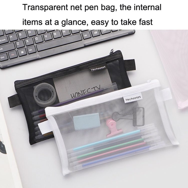 Hechooses D033 Transparent Mesh Exam Portable Pen Bag, Style:, Square (Black), Square (White), Square (Gray), Square (Pink), Square (Blue), Square (Green), Triangle (Black), Triangle (White), Triangle (Gray), Triangle (Pink), Triangle (Blue)...