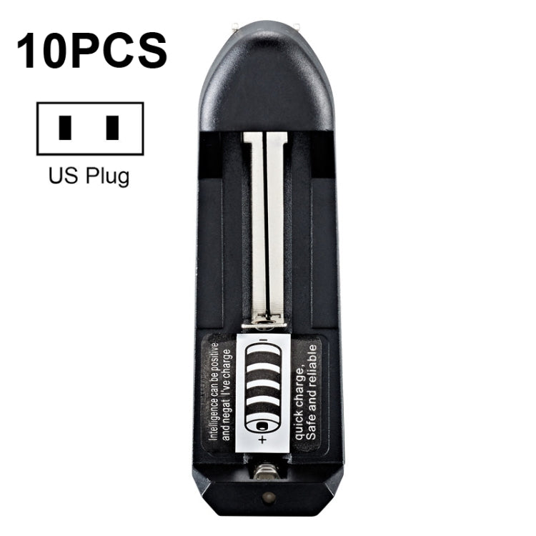 10 PCS BMAX Single Slot Direct Insert Power Supply 18650 Lithium Battery Charger, Single Slot EU Plug(Black), Single Slot US Plug(Black)