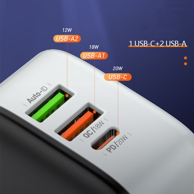 LDNIO A3513Q 32W QC3.0 3 USB Ports Phone Adapter, EU Plug with Micro USB Cable, EU Plug with 8 Pin Cable, EU Plug with Type-C Cable, EU Plug with Type C to 8 Pin Cable, UK Plug with Micro USB Cable, UK Plug with 8 Pin Cable, UK Plug with Type-C Cable...
