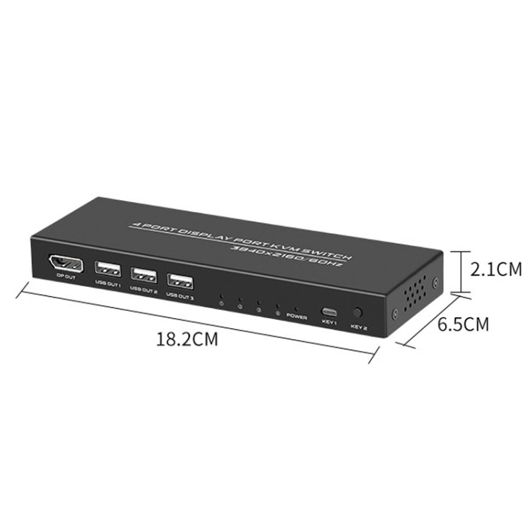 FJGEAR FJ-DK401 60HZ 4 Ports DP+USB To KVM Switcher With Desktop Controller, FJ-DK401