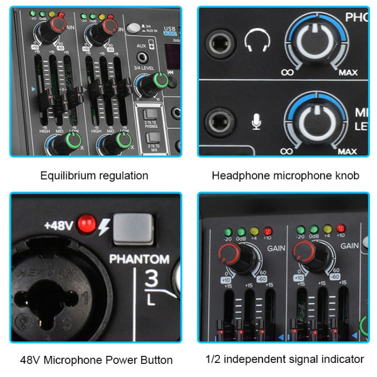 USB Balanced 4-ways Home Computer Recording Bluetooth Sound Card