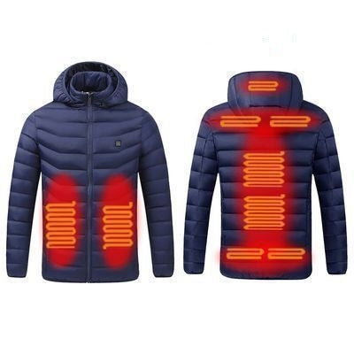 USB Winter Electric Heated Jacket Warm Thermal Jacket, 4 Zone Blue S, 4 Zone Blue M, 4 Zone Blue L, 4 Zone Blue XL, 4 Zone Blue XXL, 4 Zone Blue 3XL, 4 Zone Blue 4XL, 4 Zone Black  S, 4 Zone Black  M, 4 Zone Black  L, 4 Zone Black  XL, 4 Zone Black  XX...