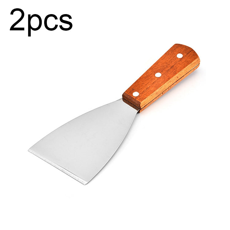 2pcs Stainless Steel Pizza and Steak Shovel Wooden Handle Slanted Shovel Kitchen Tool, S, L