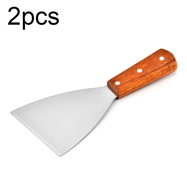 2pcs Stainless Steel Pizza and Steak Shovel Wooden Handle Slanted Shovel Kitchen Tool, S, L