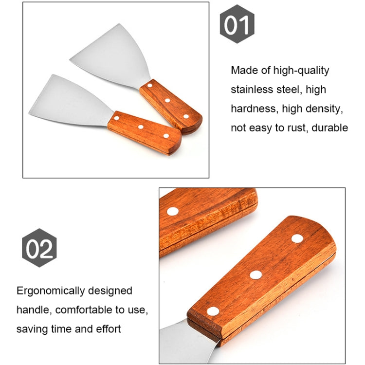 2pcs Stainless Steel Pizza and Steak Shovel Wooden Handle Slanted Shovel Kitchen Tool, S, L
