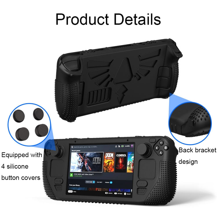 For Steam Deck V V4-1 Silicone Non-slip Protective Case for Pocket Consoles with Holder Function, V4-1(Green), V4-1(Blue), V4-1Black), V4-1(Red)