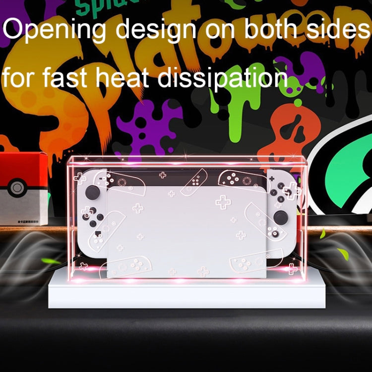 035 for Nintendo Switch/Oled Game Console Display Luminous Base Dustproof Cover, Spec:, Light Base, Transparent, White Label, Black Label, Handle, Jet Warrior, Noble, Gengar
