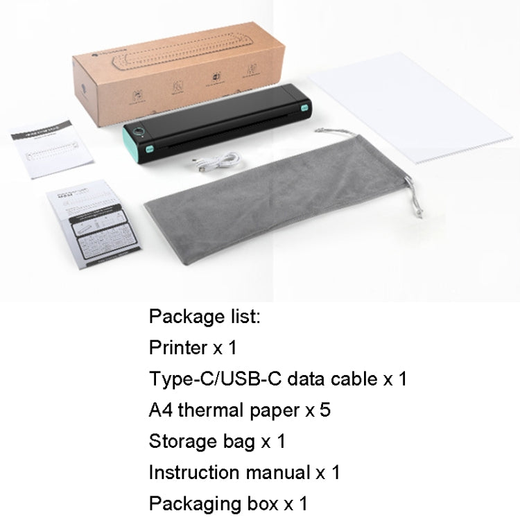 M08F Bluetooth Wireless Handheld Portable Thermal Printer, Black Green A4 Version, Black A4 Version, White A4 Version, White Orange A4 Version, Green A4 Version, Pink A4 Version, Gray A4 Version, Silver A4 Version, Black Green Letter Version...