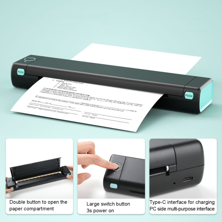 M08F Bluetooth Wireless Handheld Portable Thermal Printer, Black Green A4 Version, Black A4 Version, White A4 Version, White Orange A4 Version, Green A4 Version, Pink A4 Version, Gray A4 Version, Silver A4 Version, Black Green Letter Version...