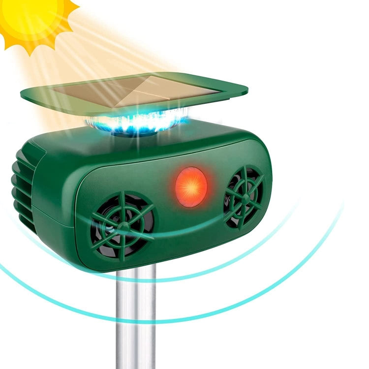 SK628 Solar Powered Animal Repeller 360 Degree Strobe Light Bird Repeller Ultrasonic Rat Repeller, Bird Repeller