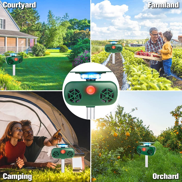 SK628 Solar Powered Animal Repeller 360 Degree Strobe Light Bird Repeller Ultrasonic Rat Repeller, Bird Repeller