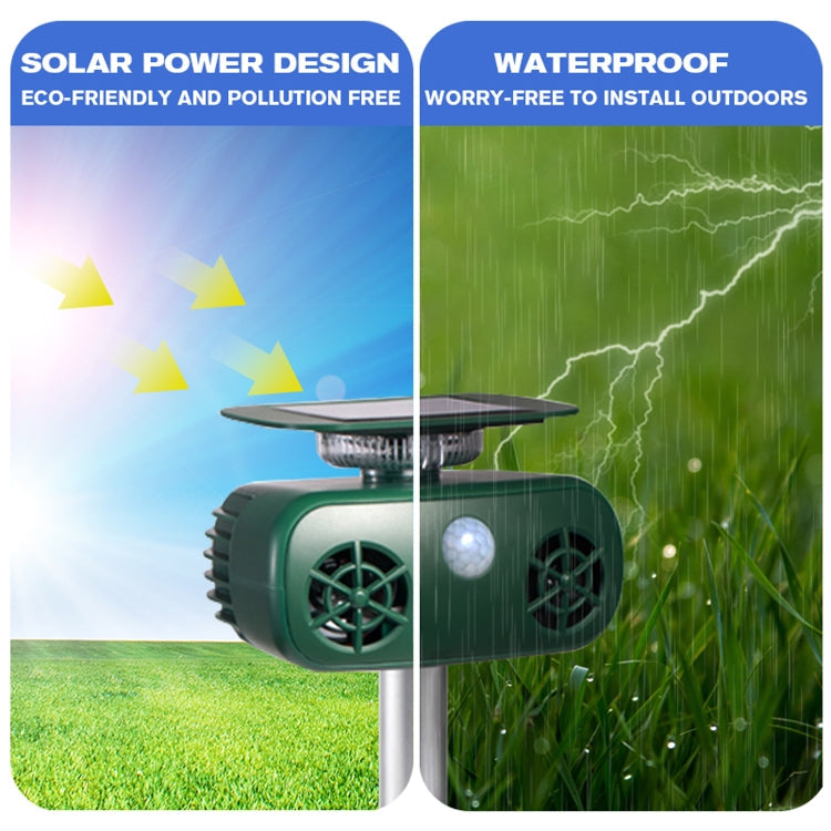 SK628 Solar Powered Animal Repeller 360 Degree Strobe Light Bird Repeller Ultrasonic Rat Repeller, Bird Repeller