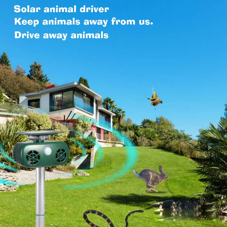 SK628 Solar Powered Animal Repeller 360 Degree Strobe Light Bird Repeller Ultrasonic Rat Repeller, Bird Repeller