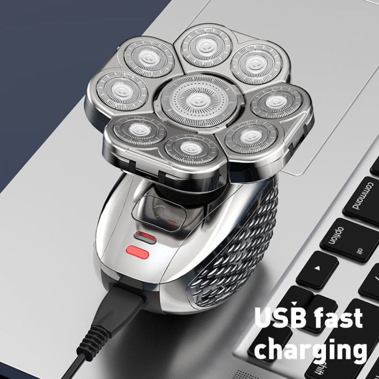 9 Knife Head Multifunctional USB Shaver Full Body Water Washing Shaver Men Hair Bald, 6 In 1