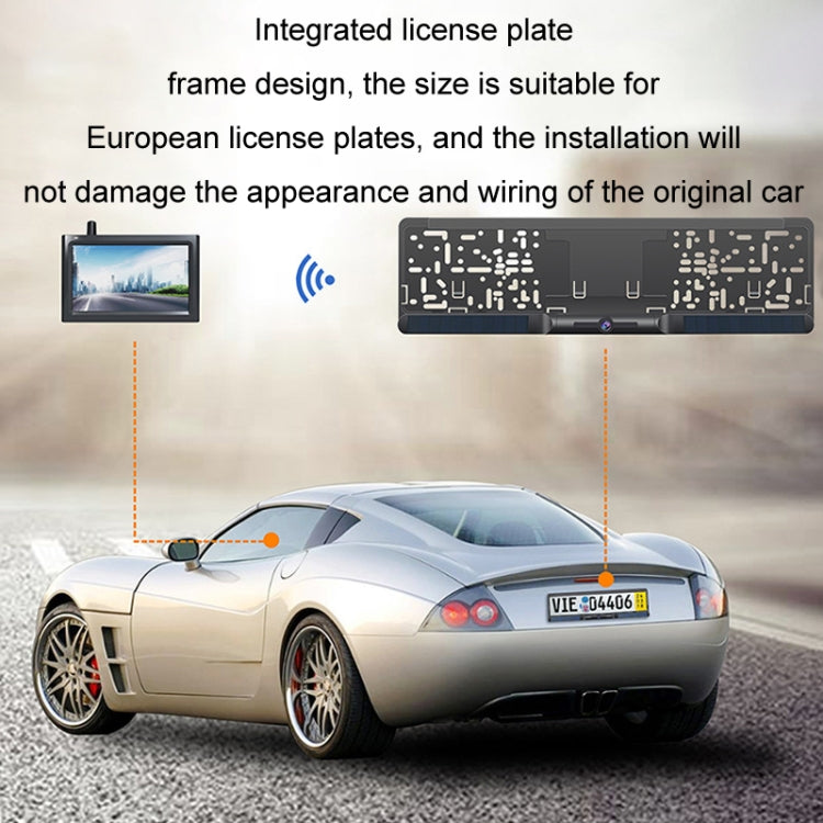 Solar Integrated License Plate Frame Vehicle Camera Wireless Reversing Display, RC03