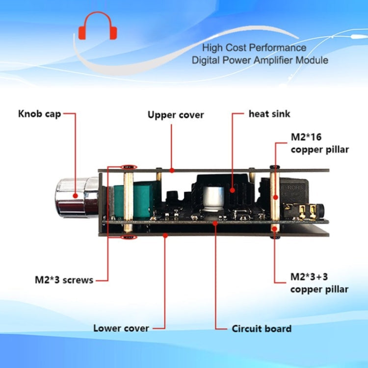 ZK-TB21 TPA3116D2 High & Low Pitch Adjustment 2.1 Channel Bluetooth Full Digital Power Amplifier Module, ZK-TB21
