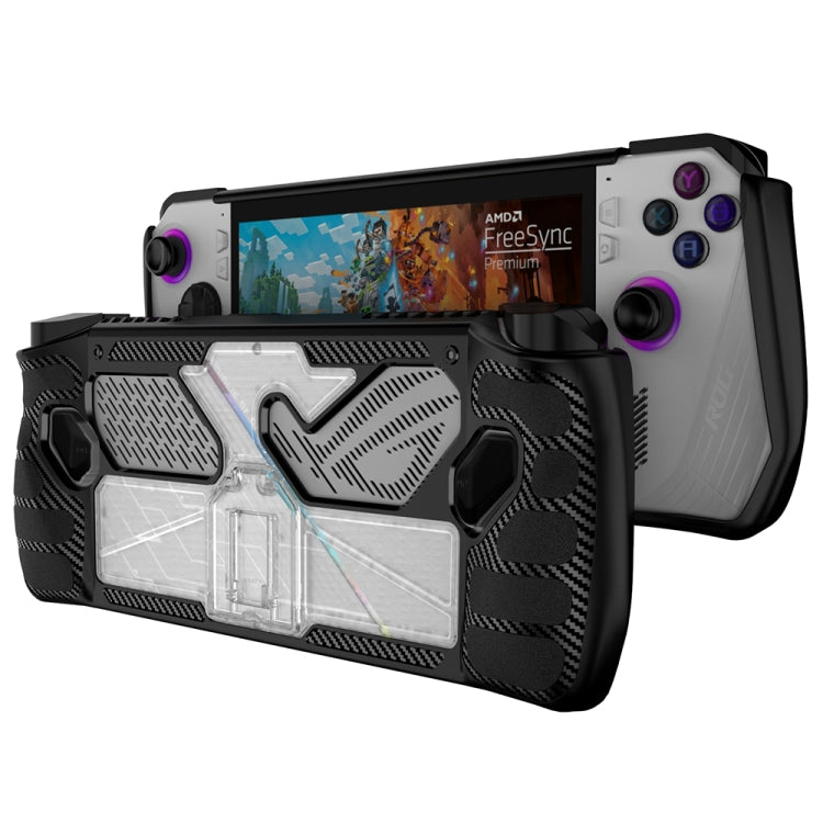For ASUS Rog Ally Game Console PC+TPU Protective Case Cover With Bracket, PC+TPU White+Transparent, PC+TPU  Black+Transparent