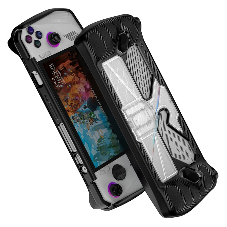 For ASUS Rog Ally Game Console PC+TPU Protective Case Cover With Bracket, PC+TPU White+Transparent, PC+TPU  Black+Transparent