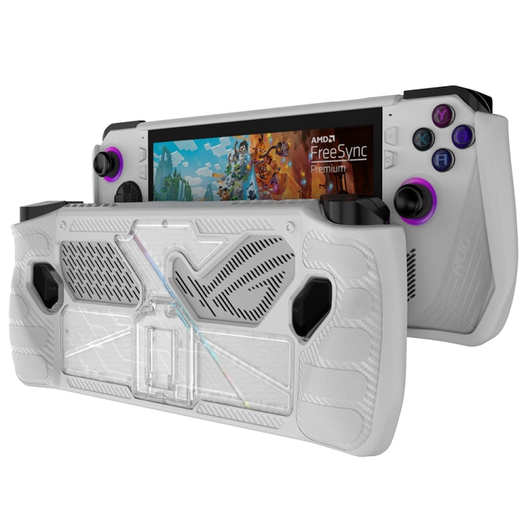 For ASUS Rog Ally Game Console PC+TPU Protective Case Cover With Bracket, PC+TPU White+Transparent, PC+TPU  Black+Transparent