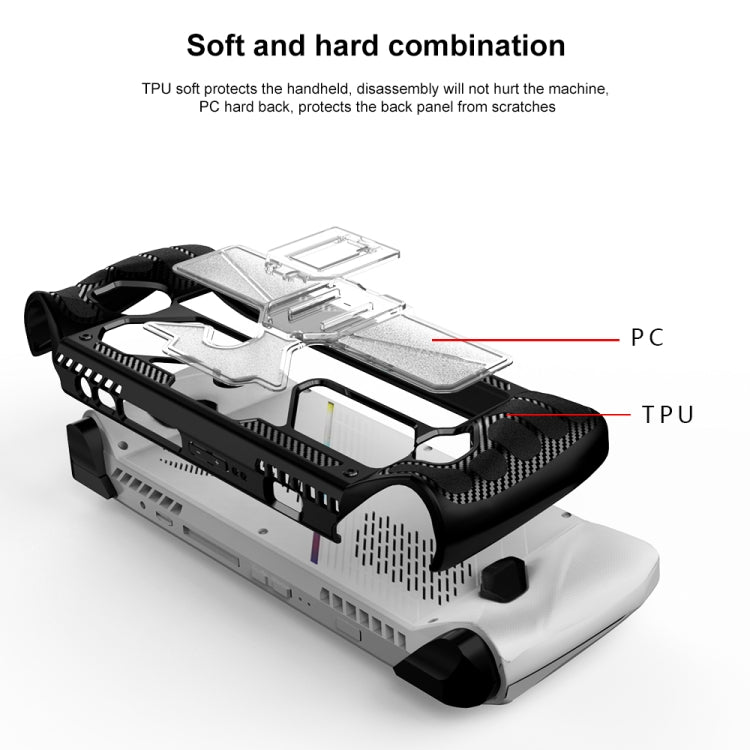 For ASUS Rog Ally Game Console PC+TPU Protective Case Cover With Bracket, PC+TPU White+Transparent, PC+TPU  Black+Transparent
