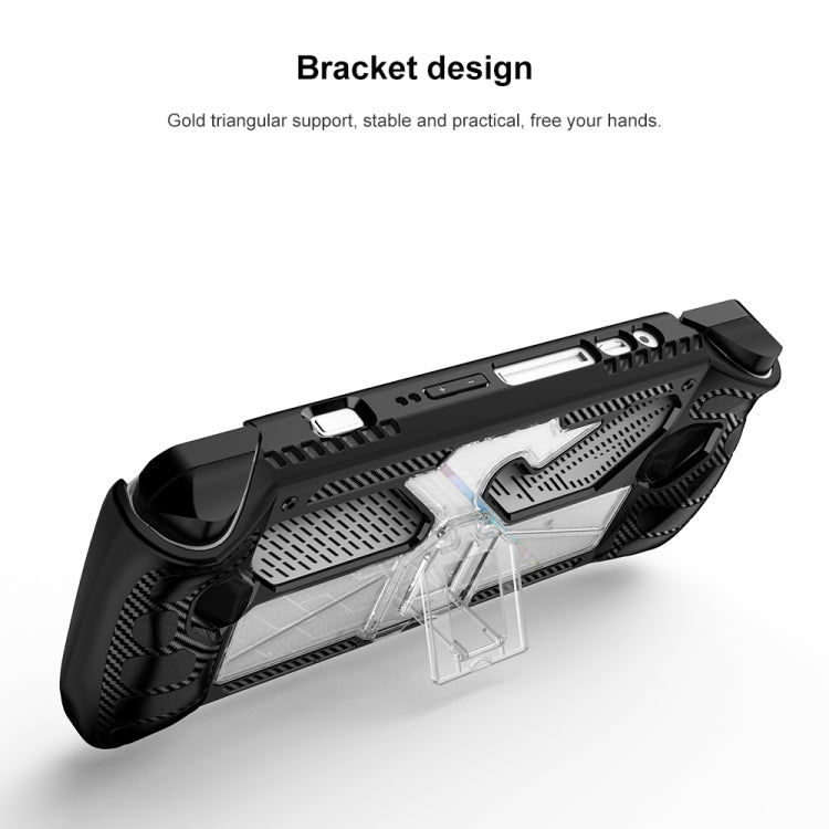 For ASUS Rog Ally Game Console PC+TPU Protective Case Cover With Bracket, PC+TPU White+Transparent, PC+TPU  Black+Transparent