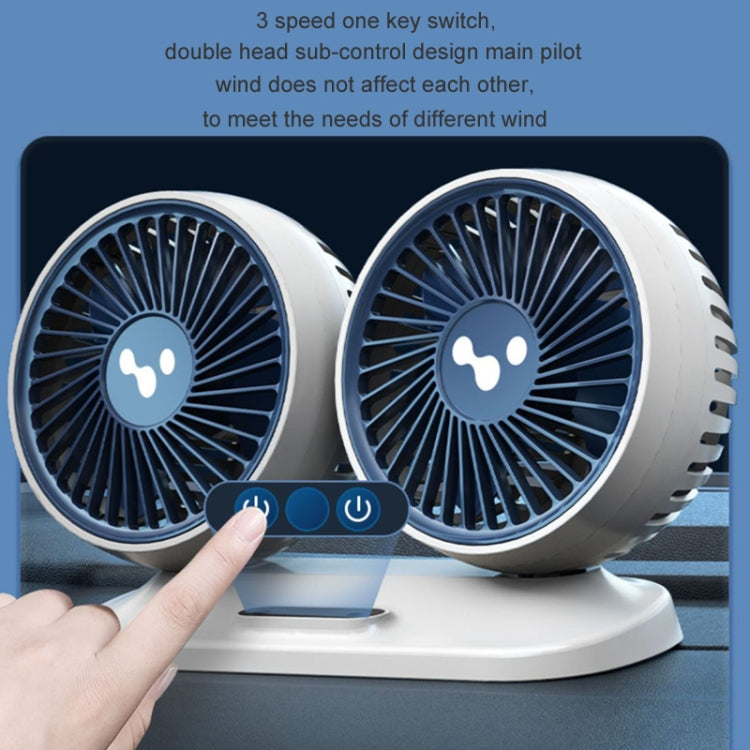 12v/24v Car Fan USB Interface Powerful Double Head Electric Fan