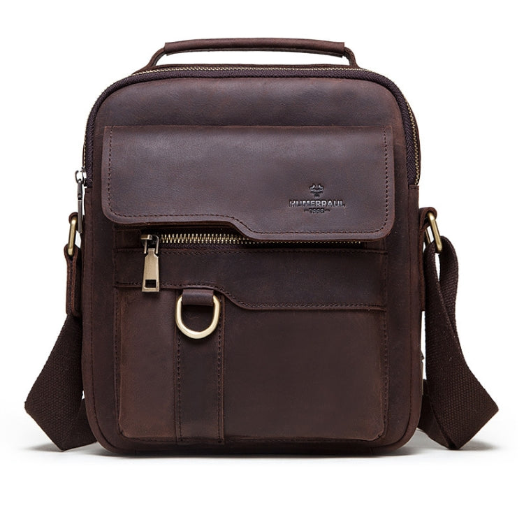 HUMERPAUL Men Leather Cross-Body Bag Shoulder Bag, MH577 (Brown)