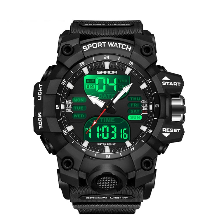 SANDA Green Light Alarm Clock Multifunctional Waterproof Shockproof Transparent Watch