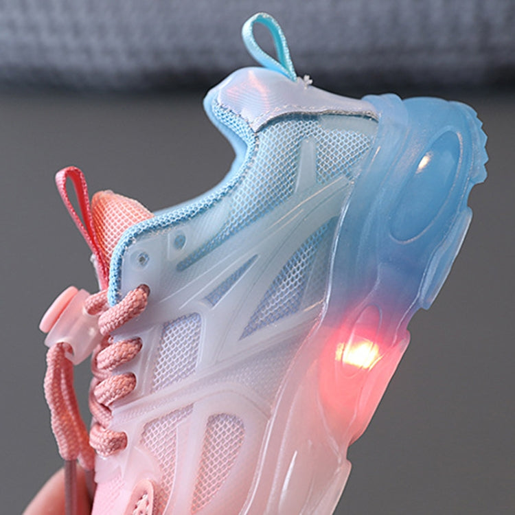 WISDOMFROG Girls Sneakers LED Light Up Boys Gradient Mesh Shoes Children Footwear, 21, 22, 23, 24, 25, 26, 27, 28