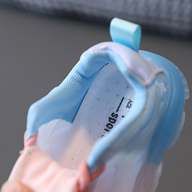 WISDOMFROG Girls Sneakers LED Light Up Boys Gradient Mesh Shoes Children Footwear, 21, 22, 23, 24, 25, 26, 27, 28