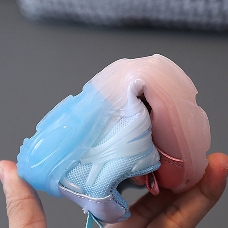 WISDOMFROG Girls Sneakers LED Light Up Boys Gradient Mesh Shoes Children Footwear, 21, 22, 23, 24, 25, 26, 27, 28