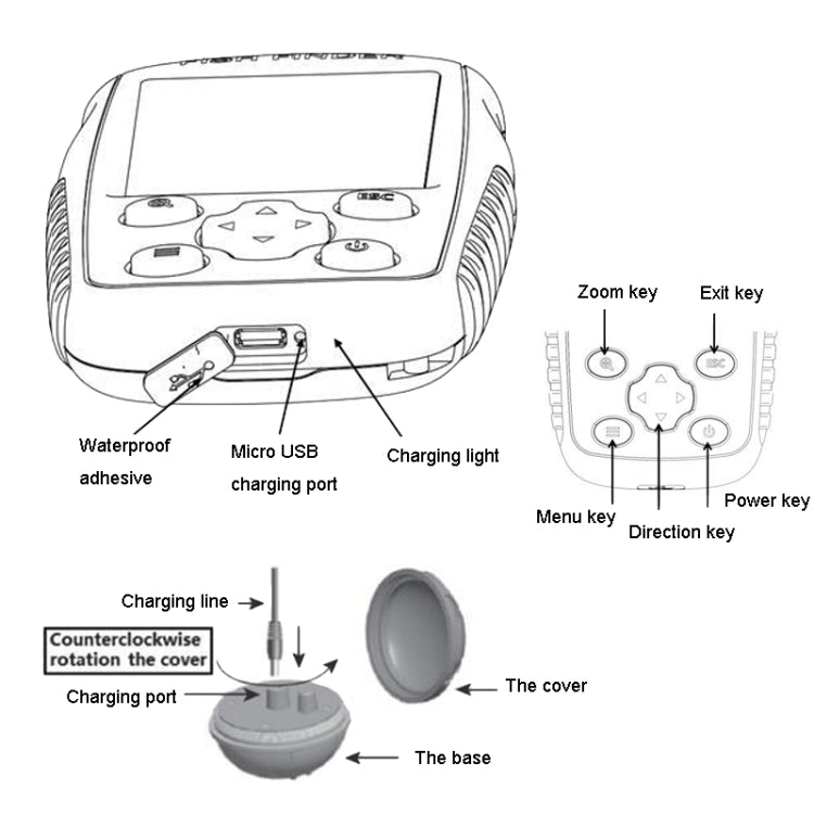 Wireless Ultrasonic Fish Finder Sonar Underwater Visual HD Angler Detector, FF998