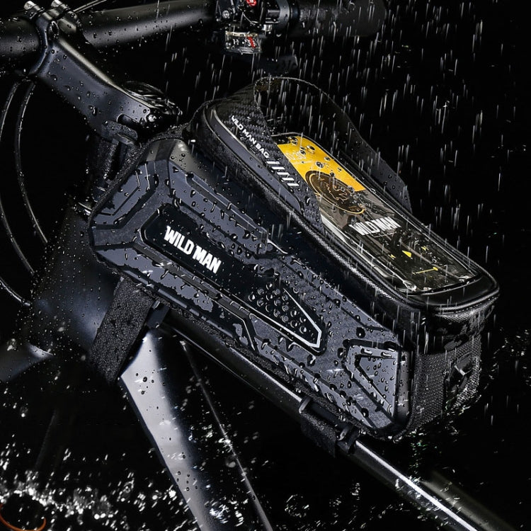 WILD MAN M30 1L Hard Shell Mountain Bike Front Beam Bag TPU Touch Screen Cycling Equipment Bag, M30 (Black Red), M30 (Black)