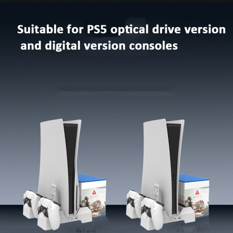 For PS5 iplay Dual-seat Charging and Cooling Base Bracket Storage Rack(White)