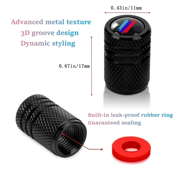 Aluminium Alloy Checkered Tricolour Car Wheel Decorative Valve Cap, Black, Silver, Red