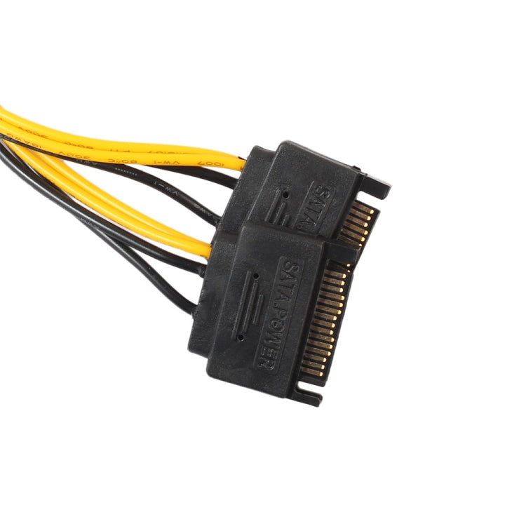 Full Copper GPU Graphics Card 8 Pin Female To Double 15 Pin SATA Computer Motherboard Power Transfer Line, 0.2m
