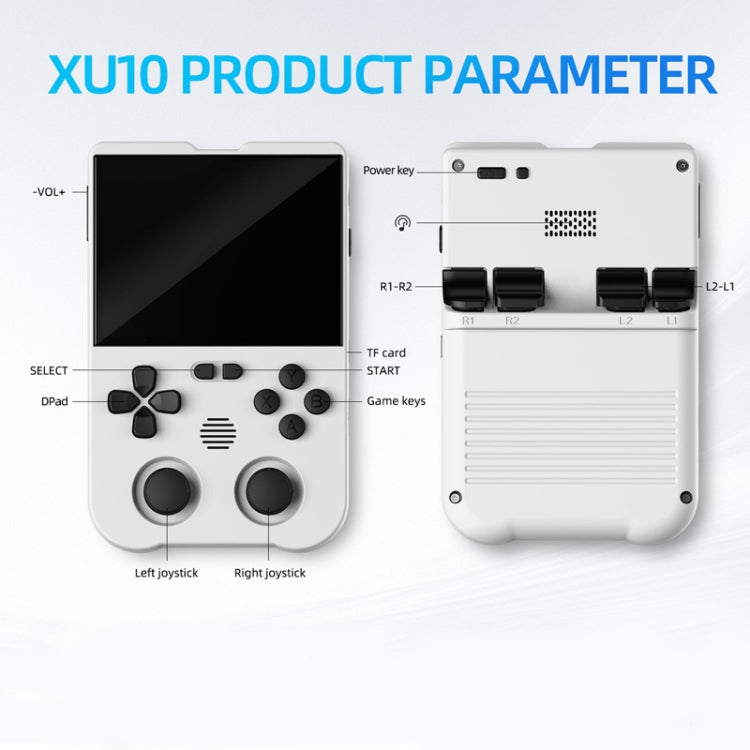 AMPOWN XU10 Handheld Game Console 3.5-Inch IPS Screen Linux System Portable Video Arcade 64G(White)