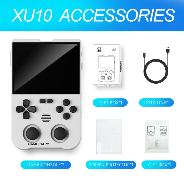 AMPOWN XU10 Handheld Game Console 3.5-Inch IPS Screen Linux System Portable Video Arcade 128G(White)