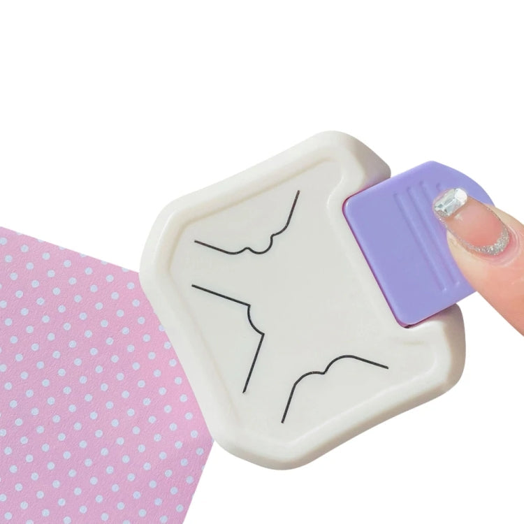 3 In 1 Fancy Corner Cutter Multi-angle Corner Cutter Chamfering Embosser, Flat Corner (Pink), Beauty Corner (Purple), Round Corner (Green), Round Corner (Blue)