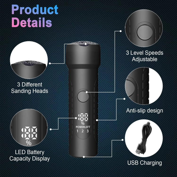 Electric Foot File Pedicure Kit Waterproof Feet Callus Remover, White, Kit 1 White, Kit 2  White, Matte Black, Kit 1 Black, Kit 2  Black